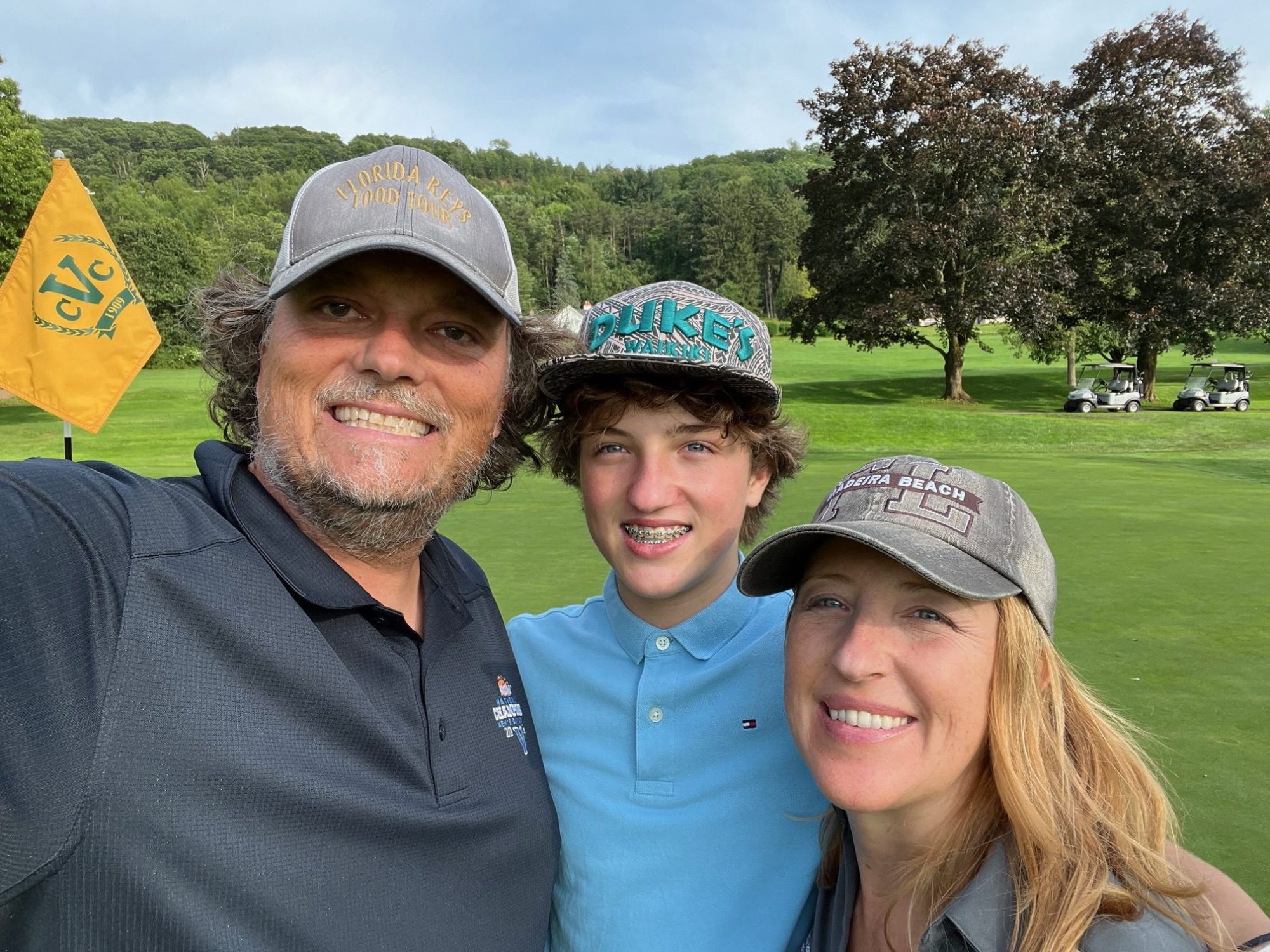 Family Golf family selfie on the golf course in pennsylvania